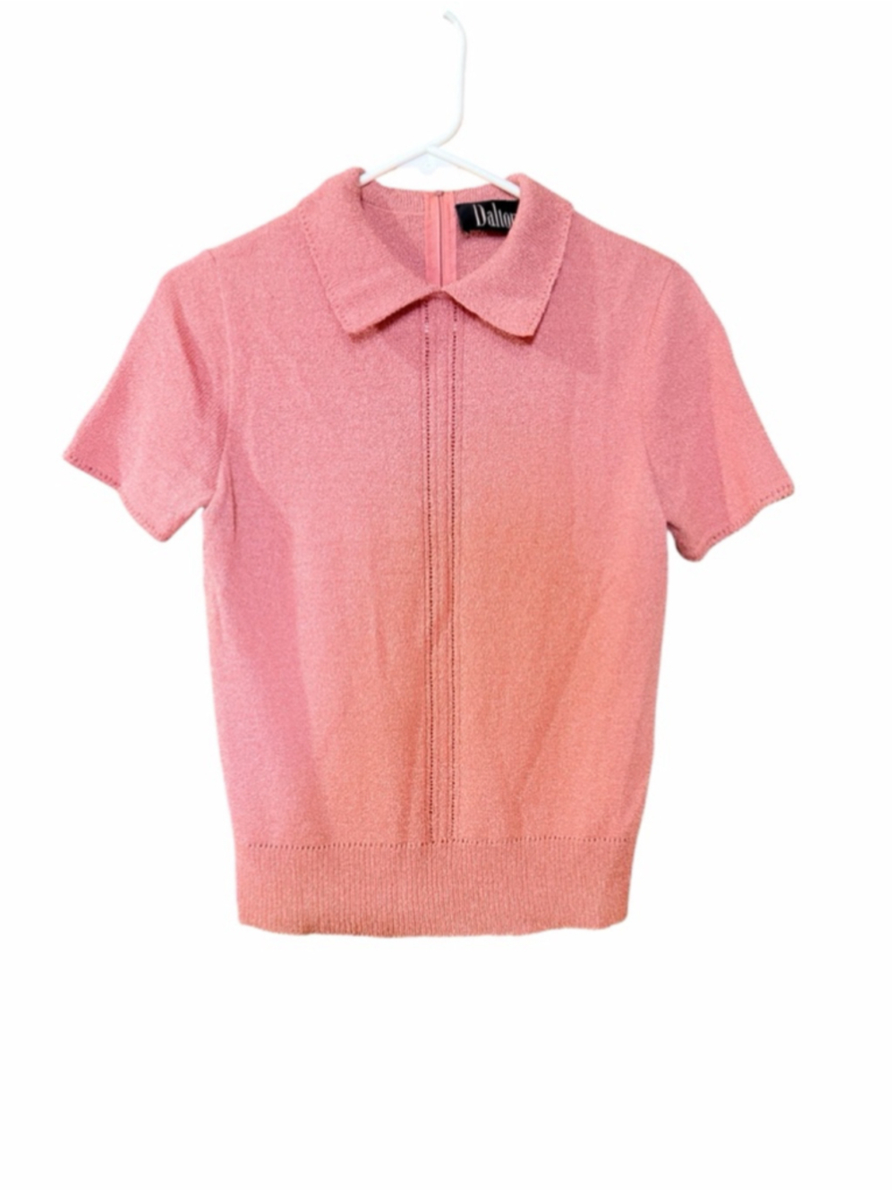 Dalton vintage union made short sleeve knit sweater polo in a dusty rose size 8